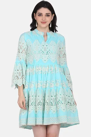 HRITIKA Women Printed Bell Sleeves Thread Work Anarkali Kurta