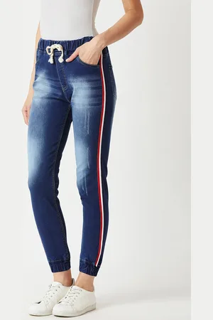 Miss Chase Women Navy Blue Regular Fit Denim Solid Joggers