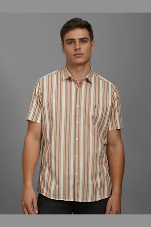 Louis Philippe Men Spread Collar Vertical Striped Cotton Casual Shirt