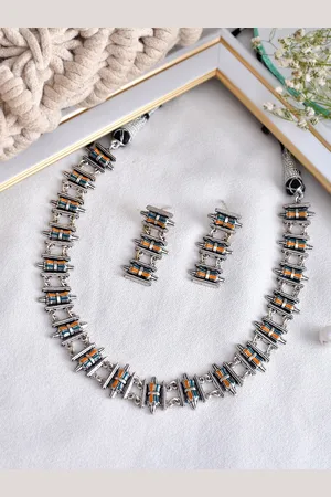 Voylla Rhodium-Plated CZ-Studded Jewellery Set