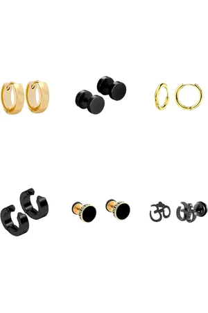 KARISHMA KREATIONS Men Set Of 6 Gold-Plated Contemporary Studs Earrings