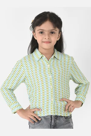 Crimsoune Club Girls White Comfort Horizontal Stripes Striped Casual Shirt