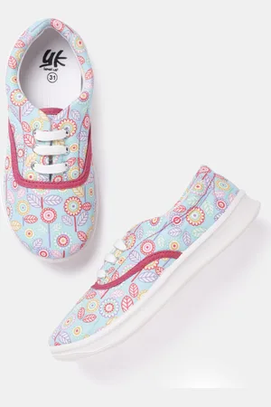 YK Girls Blue Printed Sneakers