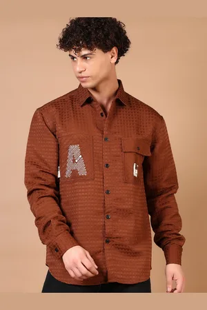 V-Mart Men Spread Collar Textured Cotton Casual Shirt