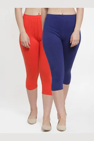 GRACIT Women Set Of 2 Blue & Orange Slim Fit Cotton Capris