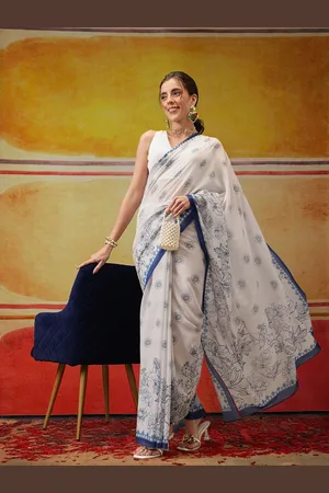 silk land Kalamkari Chanderi Digital Print Saree