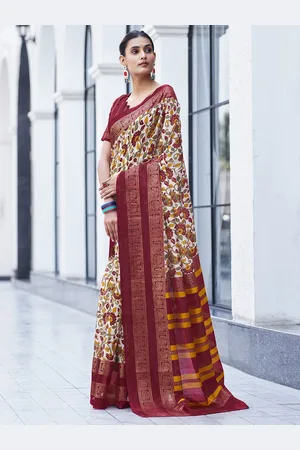 Satrani Floral Printed Zari Sambalpuri Saree