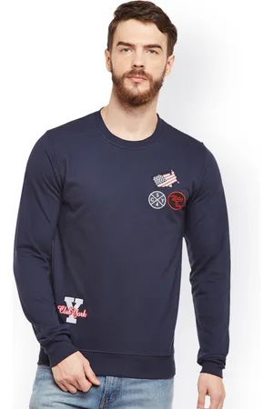 Club York Men Navy Blue Solid Sweatshirt