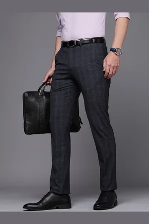 Louis Philippe Men Checked Super Slim Fit Mid-Rise Formal Trousers