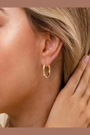 AQUASTREET 14K Gold Plated Lightweight Thin Hoop Earrings