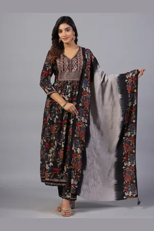 Amchoor Floral Printed Sequinned Kurta with Trouser & With Dupatta