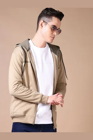V-Mart Men Printed Front-Open Cotton Hooded Sweatshirt