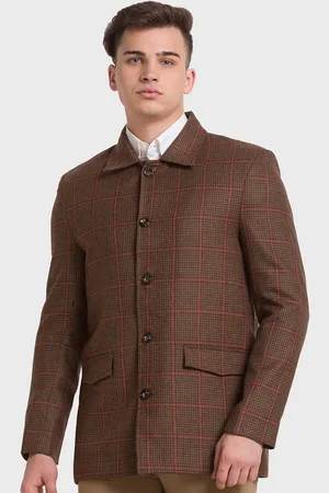 ColorPlus Men Brown Checked Tailored Jacket