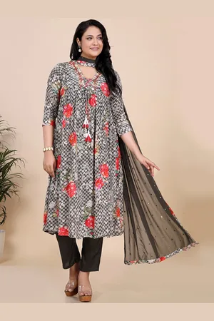 Amchoor Floral Printed Empire A-Line Kurta with Trousers & Dupatta