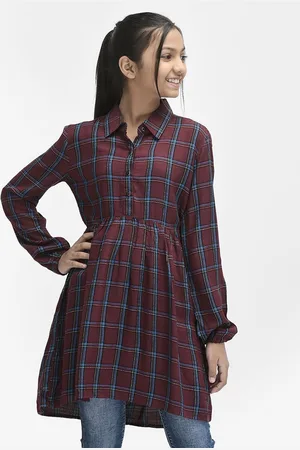 Crimsoune Club Checked Girls Fit & Flare Dress
