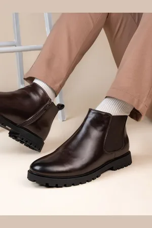 Styli Men Mid Top Faux Leather Chelsea Boots