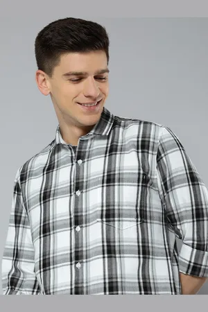 Mast & Harbour Men Black & White Checked Pure Cotton Casual Shirt