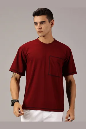 Rodzen Men Solid Round Neck Cotton Relaxed Fit T-shirt