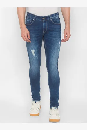 SPYKAR Men Blue Skinny Fit Low-Rise Highly Distressed Light Fade Jeans