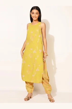 Fabindia Women Yellow Floral Printed Floral Kurta