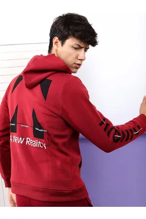 Highlander Men Maroon Printed Hooded Sweatshirt