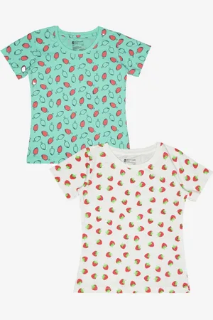 BodyCare Girls Pack Of 2 Conversational Printed Round Neck Cotton T-shirts
