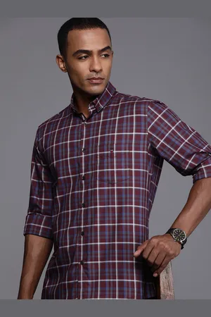 Louis Philippe Men Pure Cotton Slim Fit Tartan Checks Casual Shirt