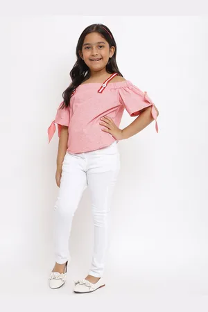 TALES & STORIES Girls White Slim Fit Stretchable Denim Jeans