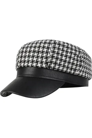 iSWEVEN Unisex Black & White Self Design Cotton Ascot Cap