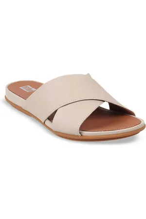 FitFlop Women Cross Strap Leather Open Toe Flats