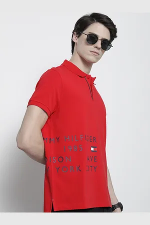 Tommy Hilfiger Men Brand Logo Printed Polo Collar Pure Cotton T-shirt