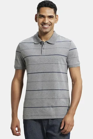 Jockey Super Combed Cotton Rich Striped Half Sleeve Polo Tshirt-UM15
