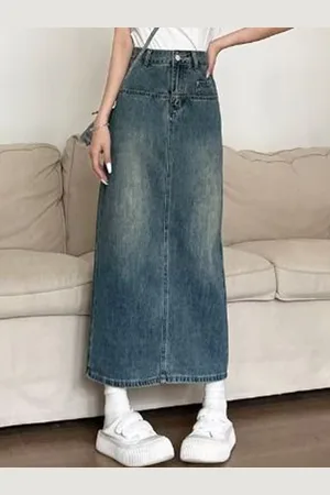 DressBerry Denim A-Line Maxi Skirt