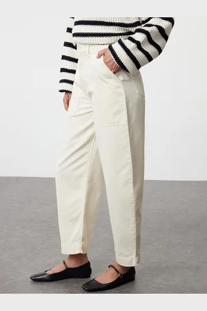 Trendyol Women Solid Mid-rise Cotton Regular Slip-On Trousers