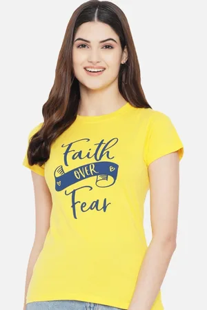 Corsica Women Regular Fit Typography Printed Round Neck Cotton T-shirt