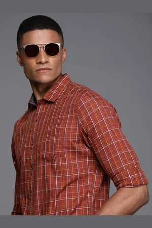 WROGN Men Rust Slim Fit Tartan Checks Checked Casual Shirt
