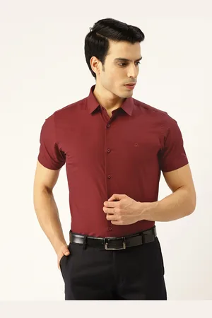 Benetton Men Maroon Slim Fit Solid Formal Shirt