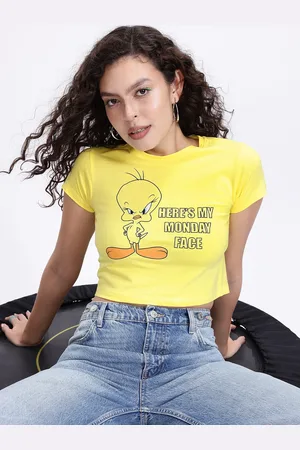 Kook N Keech Tweety Graphic Printed Crop Top