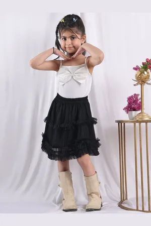 NEUDIS Girls Shoulder Straps Top With Skirt