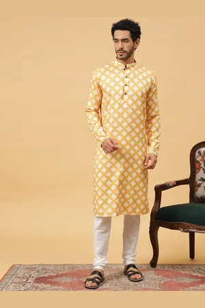 TABARD Geometric Printed Mandarin Collar Cotton Kurta