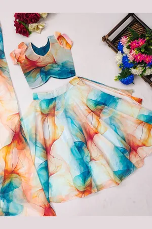 BAESD Girls Printed Tie and Dye Ready to Wear Lehenga & Blouse With Dupatta