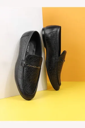 Metro Men Textured Leather Formal Horsebit Loafers