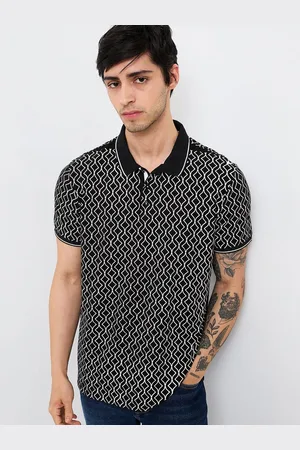 SPYKAR Men Geometric Printed Polo Collar Cotton Slim Fit T-shirt