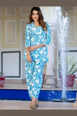 Kalini Floral Printed Pure Cotton Top With Trouser