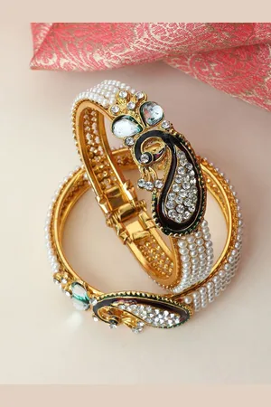 Anouk Set Of 2 Gold Plated Peacock-Design Bangle