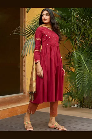 HRITIKA Women Angrakha Sequinned Kurta with Trousers & With Dupatta