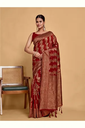 Mimosa Geometric Woven Design Zari Banarasi Saree