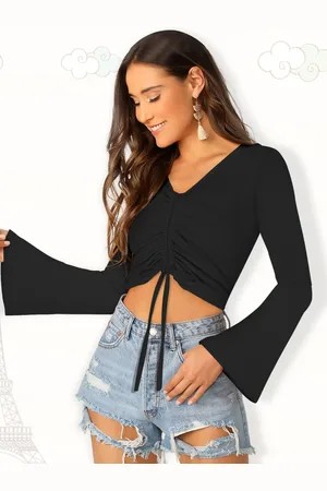Corsica Bell Sleeve Crop Top