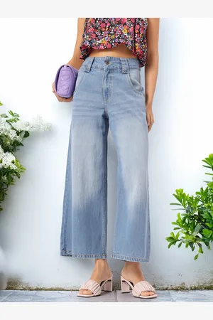 DressBerry Women Timeless Threads Wide Leg Cropped Jeans
