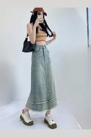 DressBerry Denim A-Line Maxi Skirt